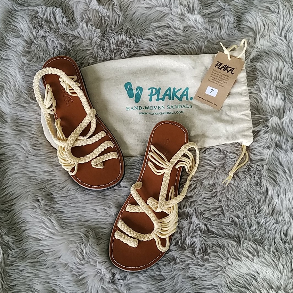 Plaka woven sandals.